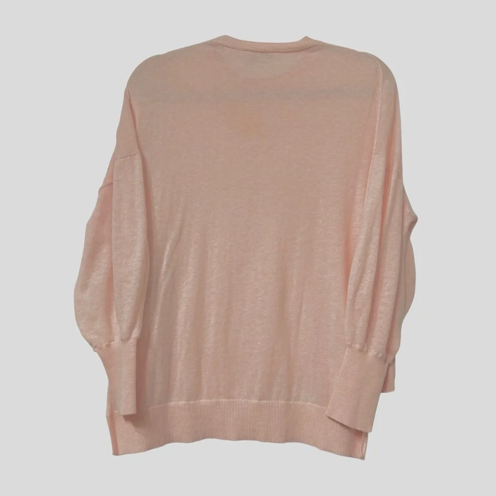 Ted Baker London Cotton Linen Blend Long Sleeve peach Jumper Pullover Sweater